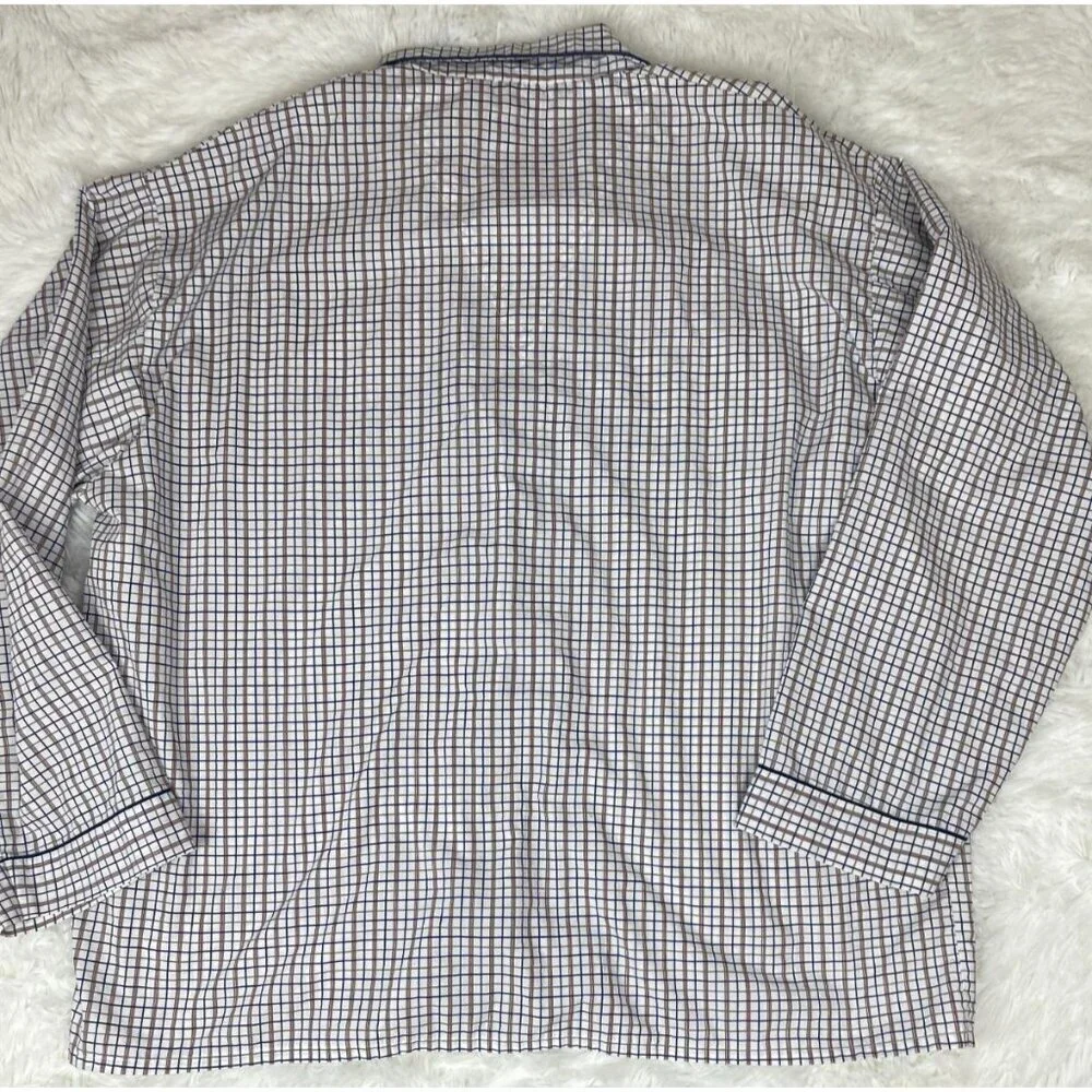 Alexander Lloyd 2 Piece 3XL Tall Pajama Set Lightweight Long Sleeve White Blue